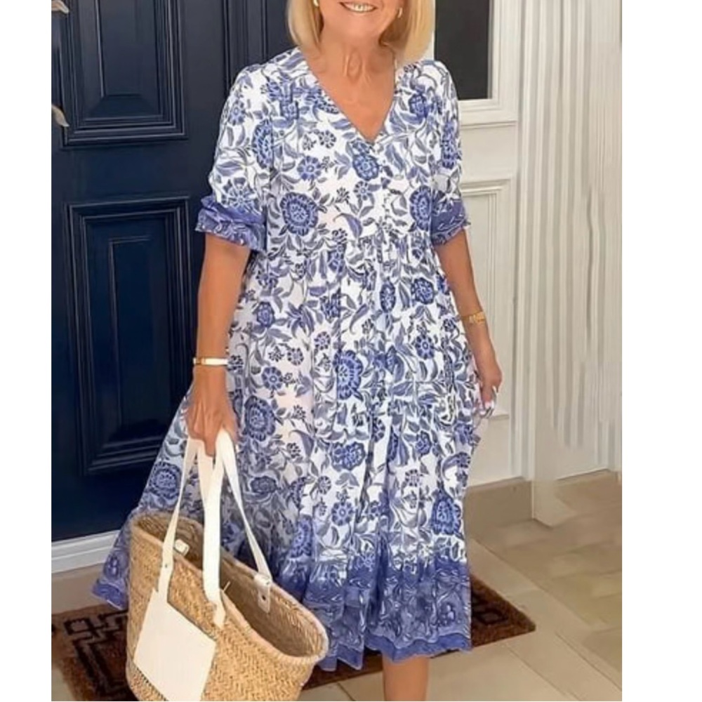 Blue Floral Women's Dress
